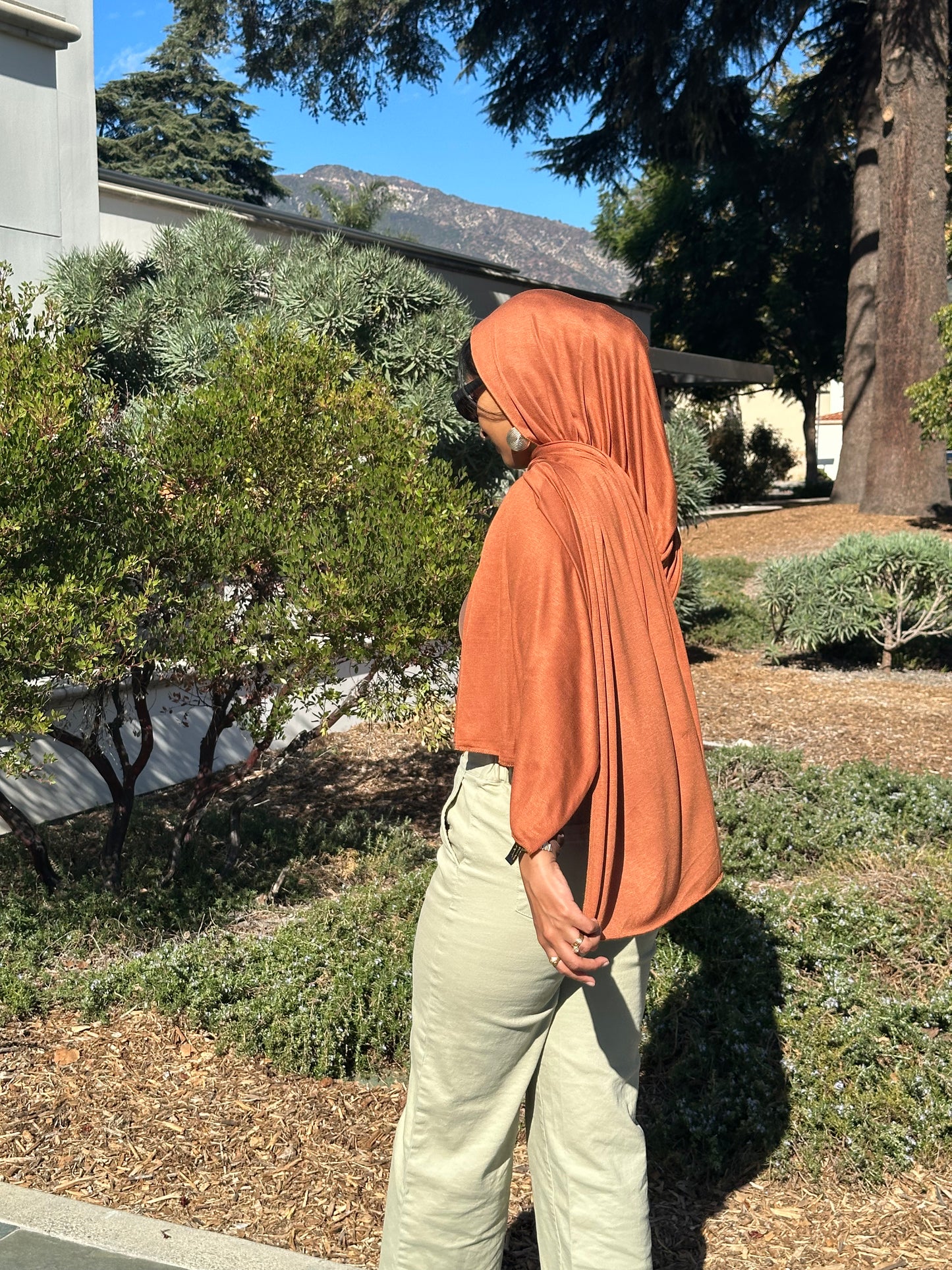 Luxury Jersey Hijab - Burnt Orange