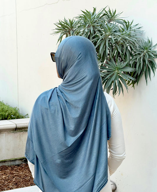 Luxury Jersey Hijab - Smoky Blue