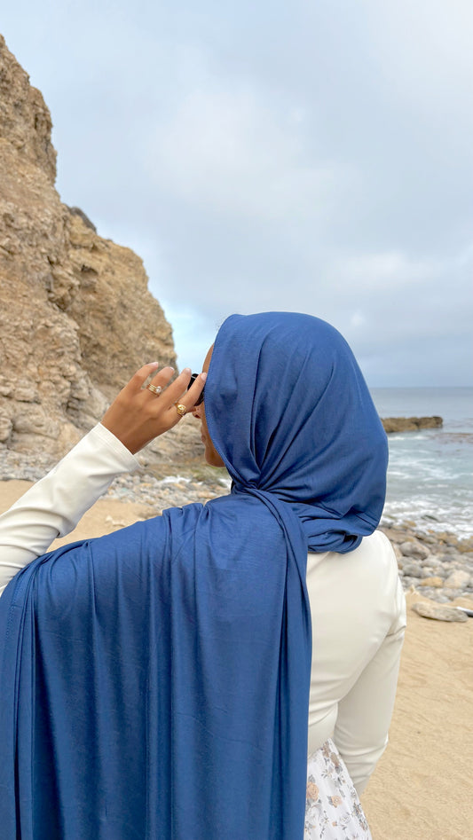 Luxury Jersey Hijab - Zuma Blue