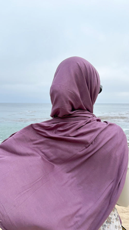 Luxury Jersey Hijab - Violet Bloom