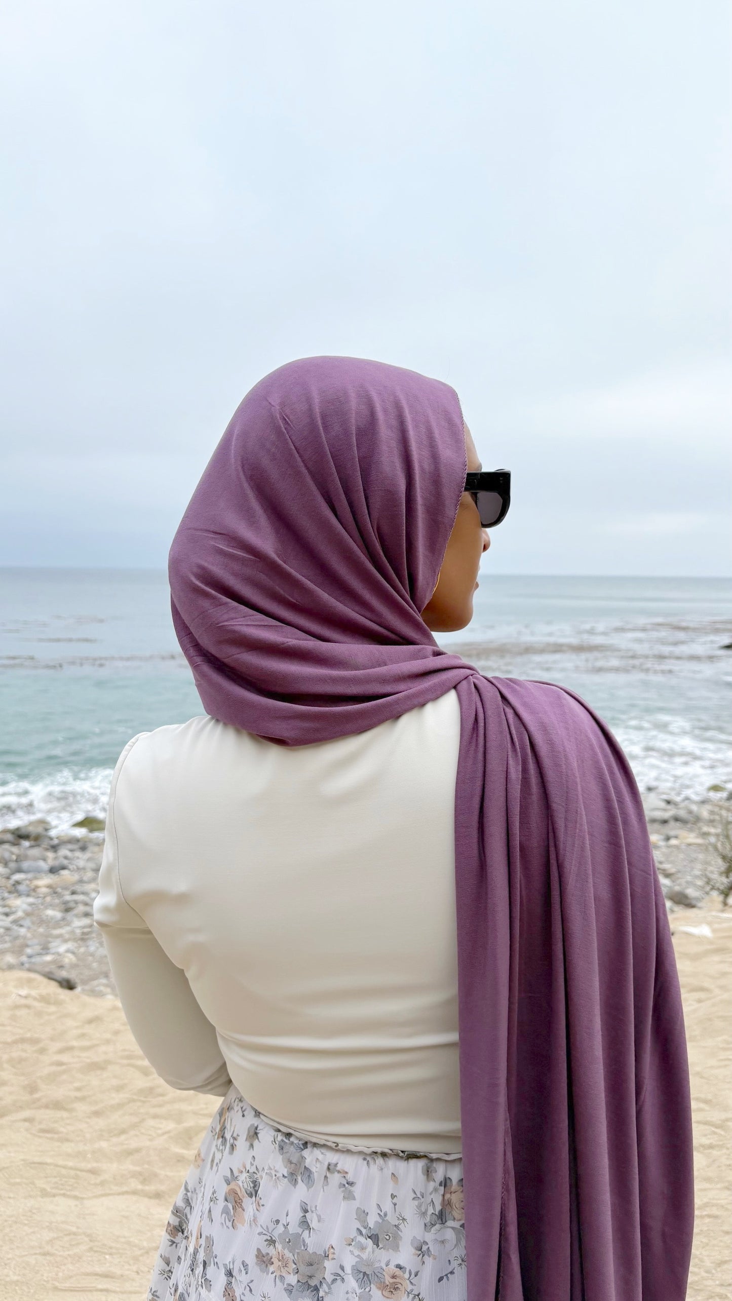 Luxury Jersey Hijab - Violet Bloom