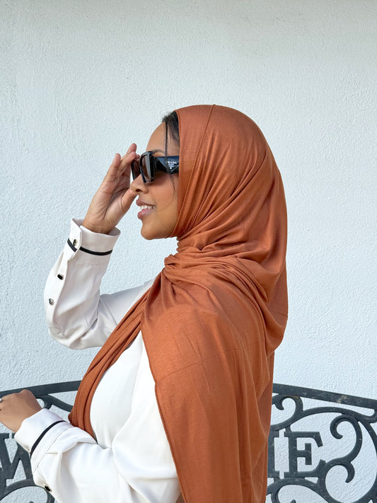 Luxury Jersey Hijab - Burnt Orange