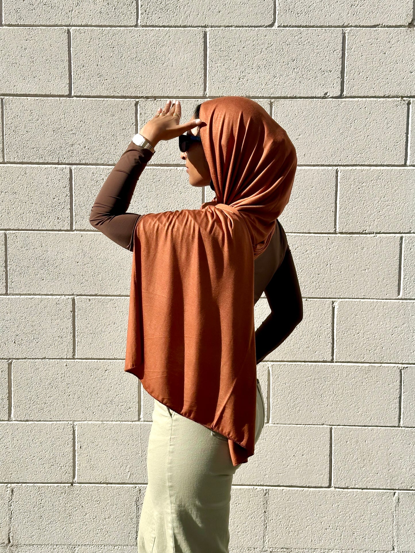 Luxury Jersey Hijab - Burnt Orange